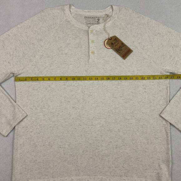 Faherty Mens Cloud Cotton Henley Shirt XXL Ivory Heather Long Sleeve Tee NWT - Picture 5 of 9